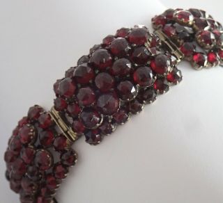 Lush Antique Victorian Rose Cut Bohemian Garnet Bracelet
