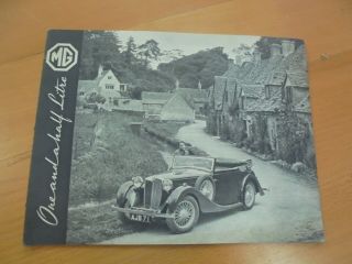 The Mg One And A Half Litre Vintage Classic Car Brochure 1939