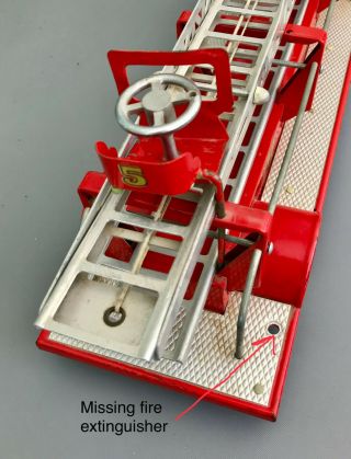 Vintage 1950 ' s Tonka Hook and Ladder MFD Fire Engine Truck No.  5 10