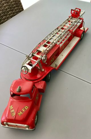 Vintage 1950 ' s Tonka Hook and Ladder MFD Fire Engine Truck No.  5 4