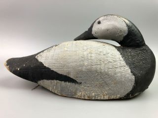 Antique Vintage Hollow Duck Decoy W Turned Head Black & Gray