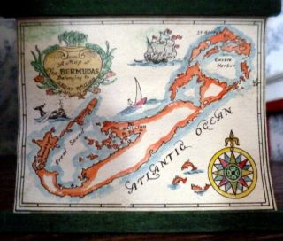 Rare Vintage Tynietoy Hand Painted Bermudas Map 1:12 Dollhouse Miniature