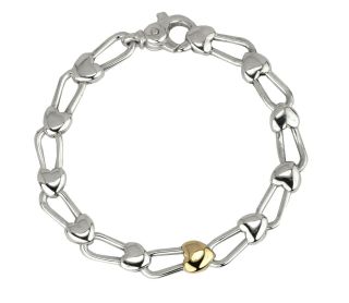Rare Tiffany & Co 925 Sterling Silver 18k Gold Heart Padlock 7.  75 " Link Bracelet