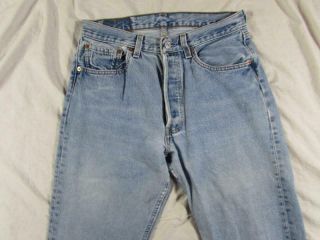 Vtg 90s Usa Made Levi 501 For Women Button Fly Faded Denim Jeans Measure 29x30.  5
