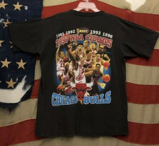 Vintage 90’s Chicago Bulls 1997 5 Time Nba Champions T Shirt Xl Jordan Rap