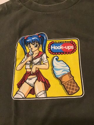 Vintage Hook Ups Skateboard T Shirt - Ice Cream L