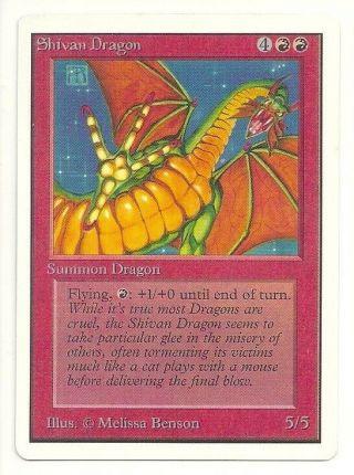 Mtg Unlimited: 1x Shivan Dragon Nm/lp Magic The Gathering Rare Vintage