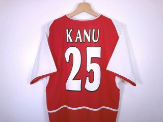 KANU 25 Arsenal Vintage Nike Home Football Shirt Jersey 2002/04 (M) Nigeria 7
