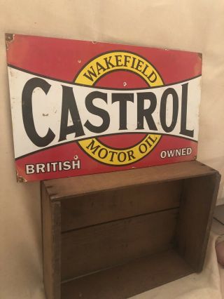 Vintage Castrol Porcelain Gas Station Pump Sign