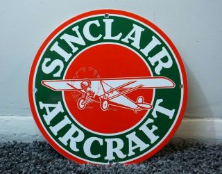 Vintage Sinclair Aircraft Porcelain Sign Gas Metal Station Pump Oil Gasoline