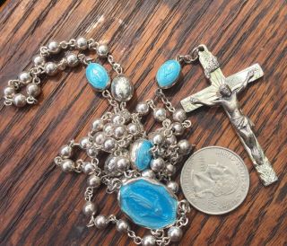 Vintage Rare Creed Sterling & Enameled Rosary 36 Grms