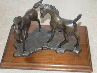 Rare Vintage Bronze Equestrian Horses Sculpture Signed R.  M.  Davis Limited 6/10