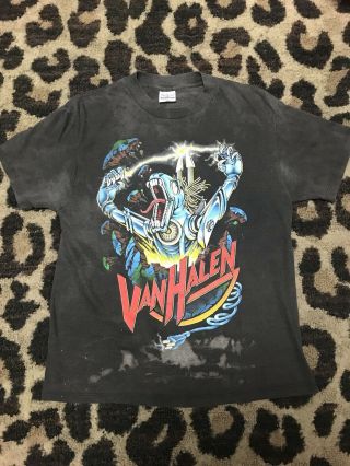 Vintage 80s Van Halen Concert T Shirt Vtg Rock Tee Kicks Ass Size Large