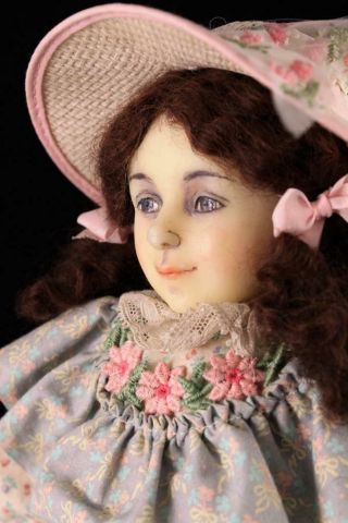 Vintage Niada Artist Ruth De Nicola Victorian Girl Doll Wax & Cloth Ooak Signed