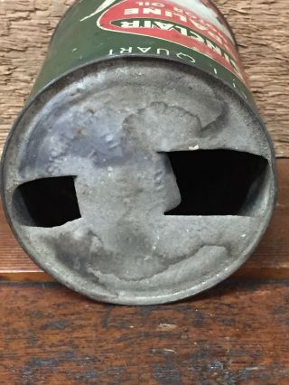 Vintage Sinclair Opaline Motor Oil White Dino Metal Oil Can - Empty 8
