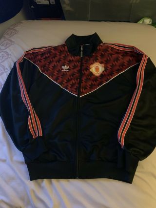 Vintage Adidas Manchester United Shirt Track Jacket Size Medium Sharp 1990