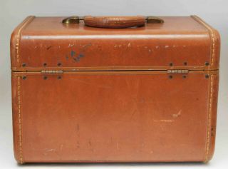VINTAGE SHWAYDER BROS SAMSONITE LEATHER TRAIN CASE WITH INSERT AND KEY 5