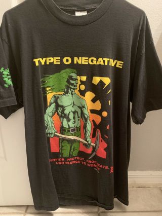 1995 Type O Negative T - Shirt Pledge To Women Blue Grape Vtg Different Back