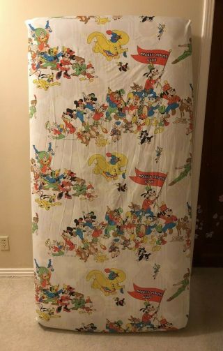 Vintage 1970s Walt Disney Productions Mickey Mouse Club Twin Fitted Bottom Sheet