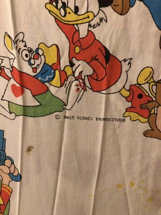 Vintage 1970s Walt Disney Productions Mickey Mouse Club Twin Fitted Bottom Sheet 2