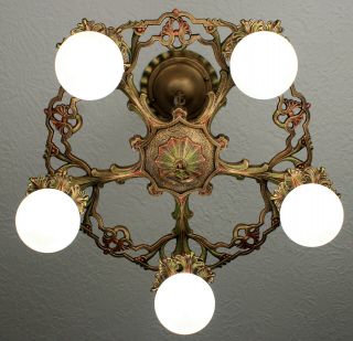 20 ' s EXQUISITE Deco Victorian Antique Vintage Ceiling Light Fixture CHANDELIER 11