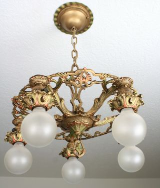 20 ' s EXQUISITE Deco Victorian Antique Vintage Ceiling Light Fixture CHANDELIER 2