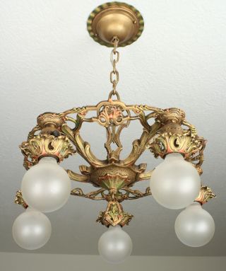 20 ' s EXQUISITE Deco Victorian Antique Vintage Ceiling Light Fixture CHANDELIER 3