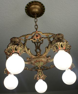 20 ' s EXQUISITE Deco Victorian Antique Vintage Ceiling Light Fixture CHANDELIER 9