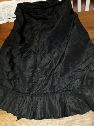Antique victorian skirt black taffeta sequin tulle vintage fabric 3
