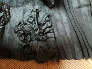 Antique victorian skirt black taffeta sequin tulle vintage fabric 4