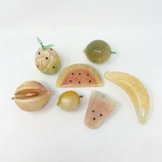 Early Vintage Italian Alabaster Marble Stone Fruit Banana Watermelon Lime Peach