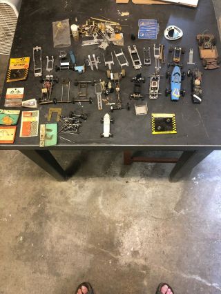 Vintage 60s Slot Car Chassis And Parts