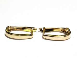14k Yellow Gold Fancy Hoop Earrings 1.  1g Estate Vintage Antique