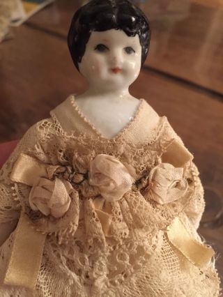 Antique French Porcelain Doll French Lace Ribbon