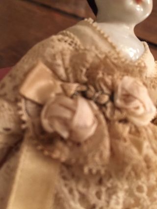 Antique French Porcelain Doll French Lace Ribbon 6
