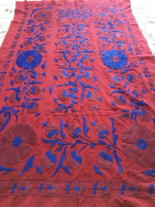 Uzbek Vintage 100 Wall Hanging Handmade Embroidery Tablecloth Suzani