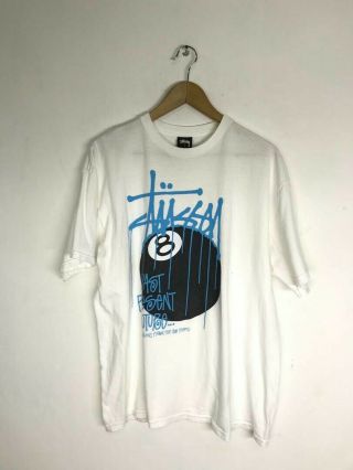 Vintage Stussy X Eight Ball Record Hip Hop Rap T - Shirt Size Large