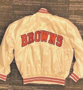 Vintage Cleveland Browns White Satin Jacket Xl