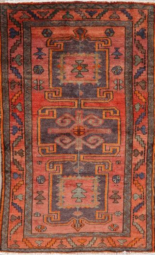 Vintage Geometric Oriental Area Rug Wool Traditional Hand - Knotted Tribal 4 X 7