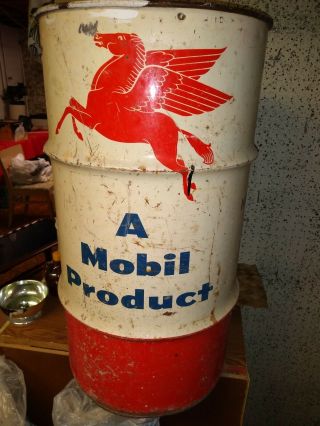 Vintage Mobil Oil Pegasus Drum 1950s.  Rare.  Collectible