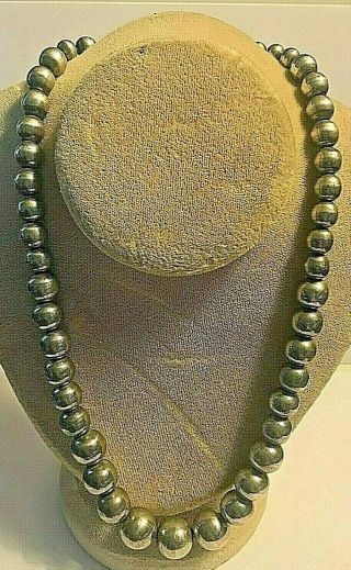 Vintage Mexico Silver Bead Chain Necklace 21 " Long 82g Hallmarked