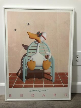 Vintage 1982 Bedard Sitting Duck Art 80’s Artwork Professional Frame