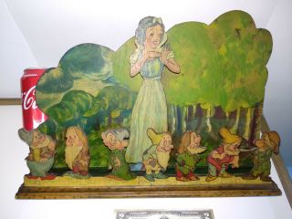 Vintage Very Rare Wooden Kit Set Snowhite & The 7 Seven Dwarfs Disney Signed