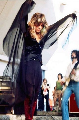 As On Stevie Nicks Vintage 70s Black Angel Boho Festival Hippie Goth Dress L/xl