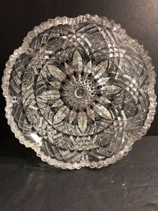 Antique Abp American Brilliant Cut Glass Bowl/ Signed Libbey/ 8 “ (20 Cm)
