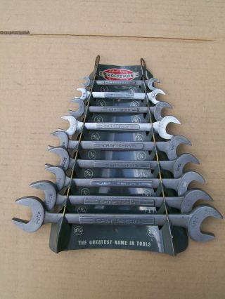 Craftsman Sears 9 Vintage Single V Open End Wrench Set Store Display Rack Usa