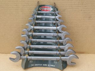 Craftsman Sears 9 Vintage single V Open End Wrench Set Store Display Rack USA 3