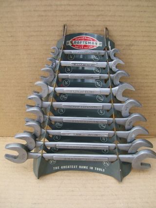 Craftsman Sears 9 Vintage single V Open End Wrench Set Store Display Rack USA 6