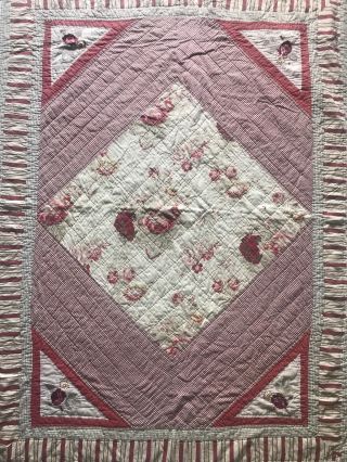 Vintage Waverly Garden Room Norfolk Rose Twin Bed Quilted Comforter Quilt Cover 5