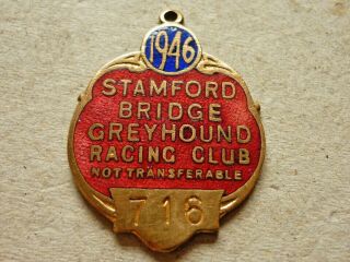 Vintage Stamford Bridge Greyhound Racing Club Members Badge 1946 London